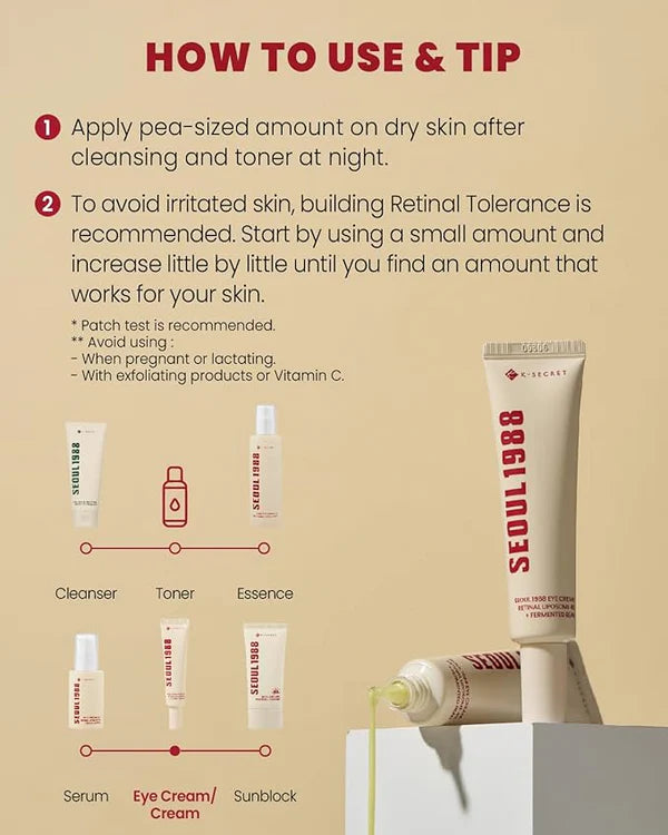 KSECRET SEOUL 1988 Eye Cream : Retinal Liposome 4% + Fermented Bean