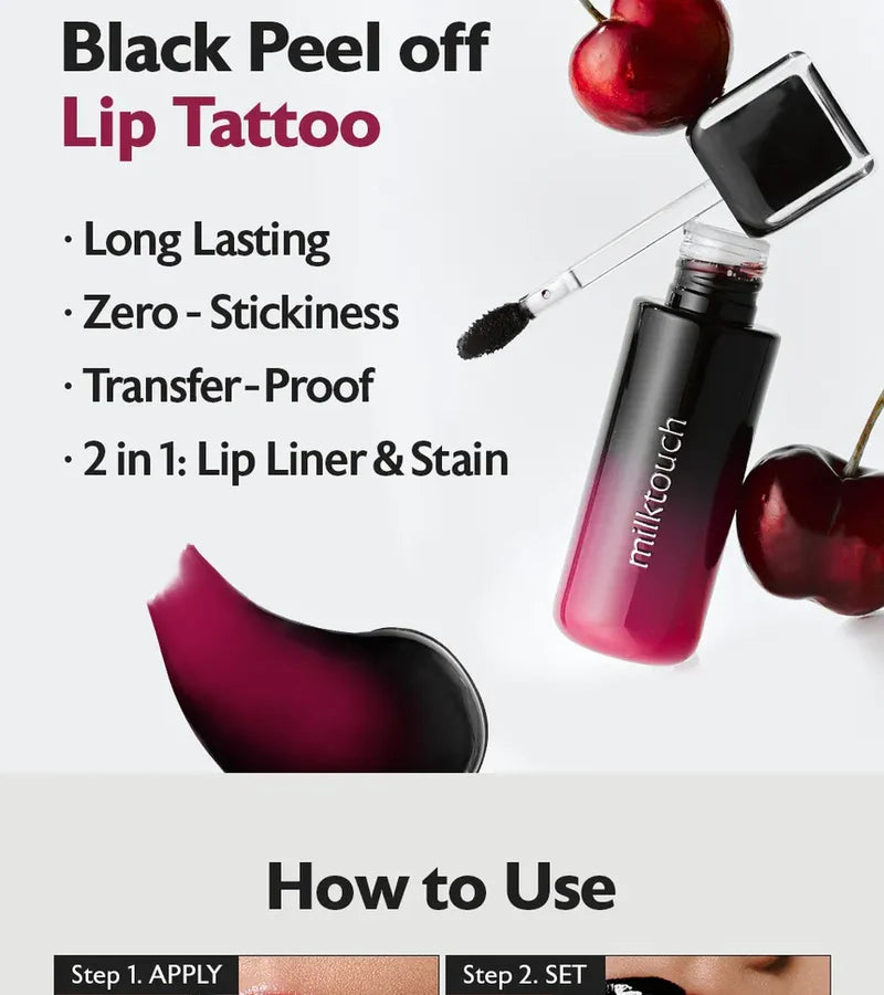 Milk Touch – Black Peel Off Lip Tattoo- Black Cherry