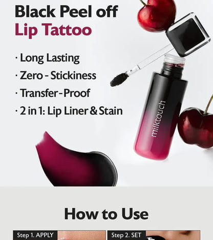 Milk Touch – Black Peel Off Lip Tattoo- Black Cherry