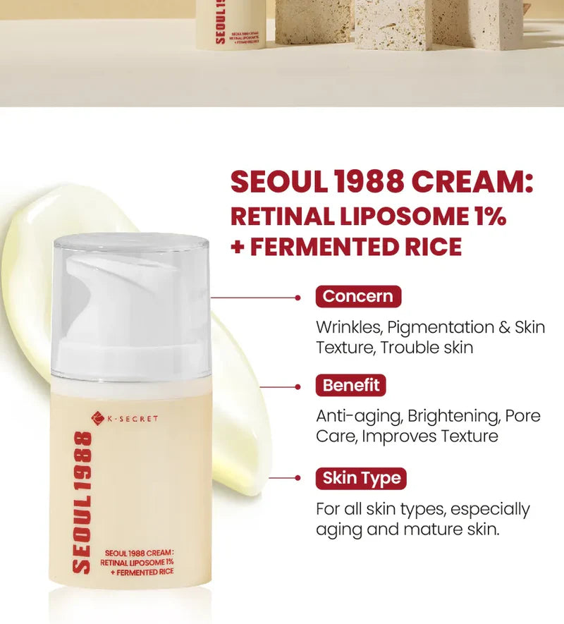 KSECRET Seoul 1988 cream : Retinal Liposome 1%+Fermented rice