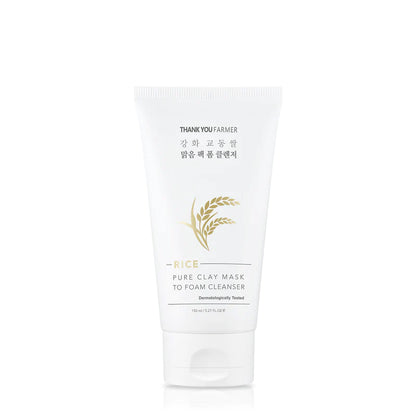 THANK YOU FARMER Rice Pure Clay Mask to Foam Cleanser 150ml